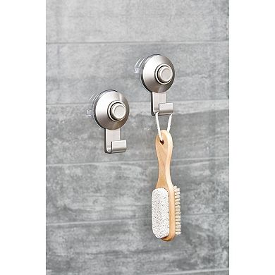 iDesign 2-Piece Satin Push-Lock Suction Shower Hooks Set