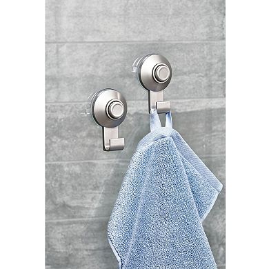 iDesign 2-Piece Satin Push-Lock Suction Shower Hooks Set