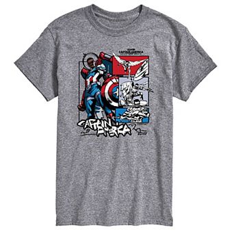Big & Tall Marvel Captain America Brave New World Comic Grid Ink Graphic Tee