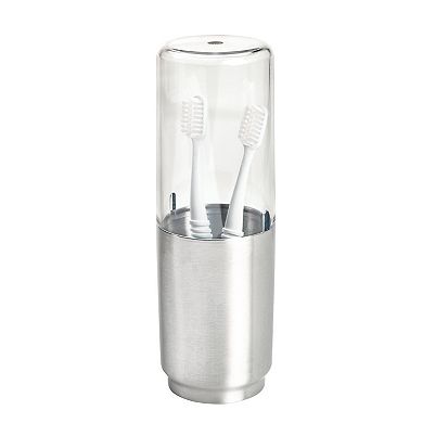 iDesign Stainless Steel Toothbrush Organizer with Cover