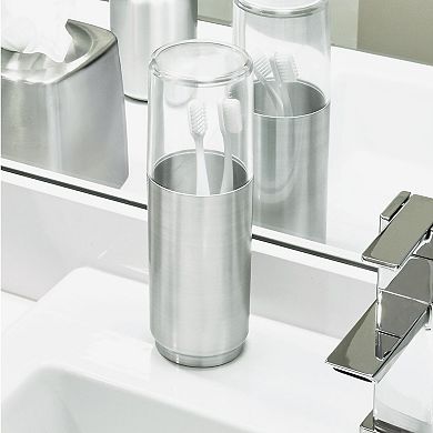 iDesign Stainless Steel Toothbrush Organizer with Cover