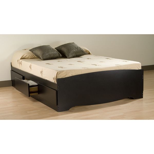 Prepac Queen 6 Drawer Platform Storage Bed, Black Platform Storage Bed Twin