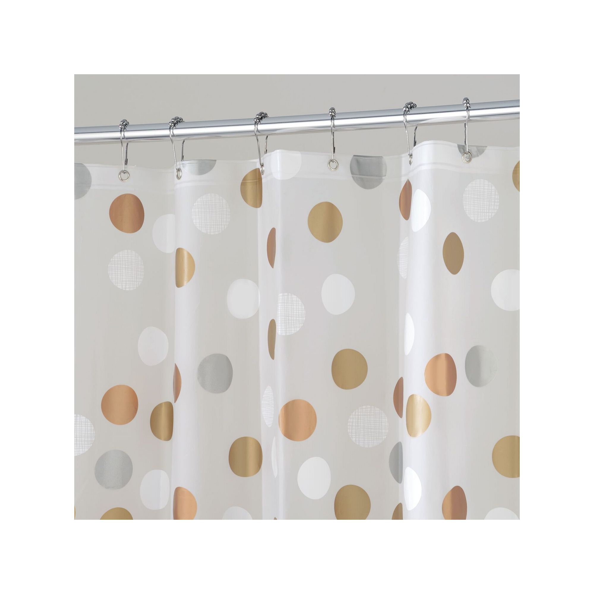 iDesign Gilly Dot Fabric Shower Curtain, Grey