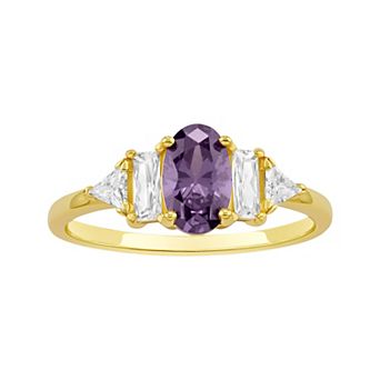 PRIMROSE Sterling Silver Oval Amethyst Cubic Zirconia Ring