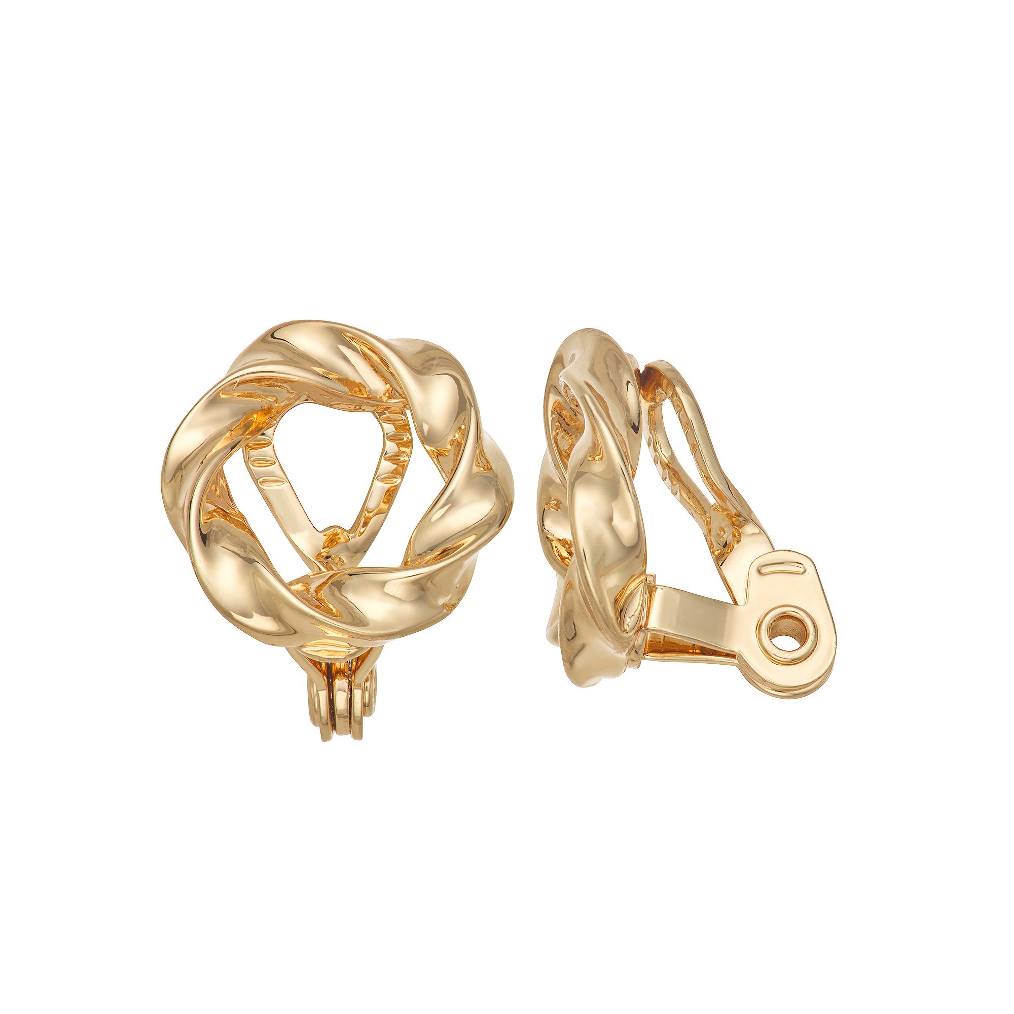 Napier Gold Tone Knot Clip-On Earrings, Womens