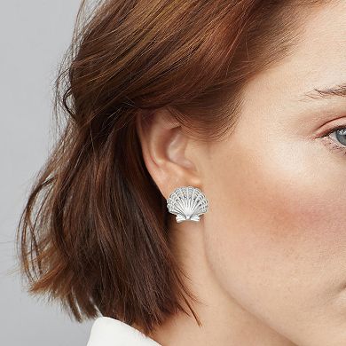 Napier Silver Tone Seashell Stud Earrings