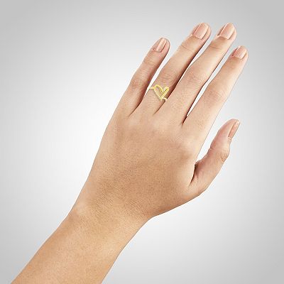 PRIMROSE Sterling Silver Polished Cubic Zirconia Twist Heart Ring