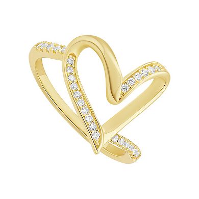 PRIMROSE Sterling Silver Polished Cubic Zirconia Twist Heart Ring
