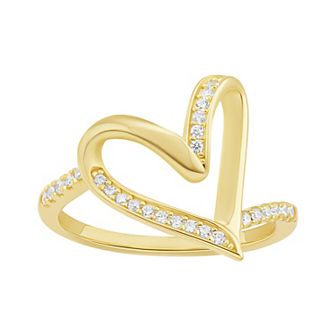 PRIMROSE Sterling Silver Polished Cubic Zirconia Twist Heart Ring