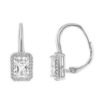 PRIMROSE Sterling Silver Pave Cubic Zirconia Drop Earrings
