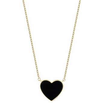 LUMINOR GOLD 14k Gold Black Onyx Heart Pendant Necklace