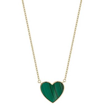 LUMINOR GOLD 14k Gold Malachite Heart Pendant Necklace