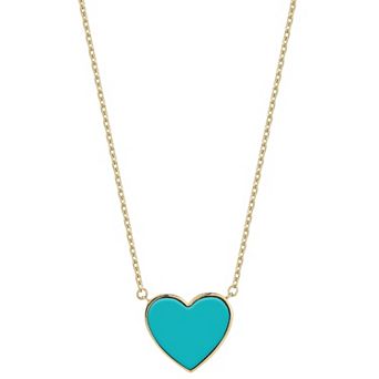 LUMINOR GOLD 14k Gold Turquoise Heart Pendant Necklace
