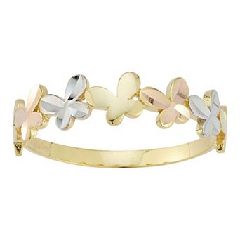 LUMINOR GOLD 14k Gold Tri Color Butterfly Ring