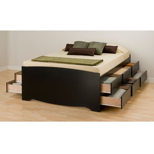 Prepac Queen 12 Drawer Platform Storage Bed, Prepac Bed Frame