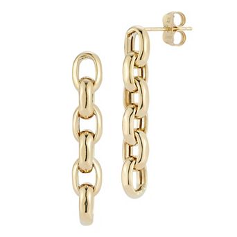 LUMINOR GOLD 14k Gold Dainty Link Long Drop Earrings