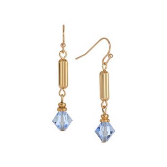 1928 14k Gold Dipped Tube Bead Crystal Wire Earrings