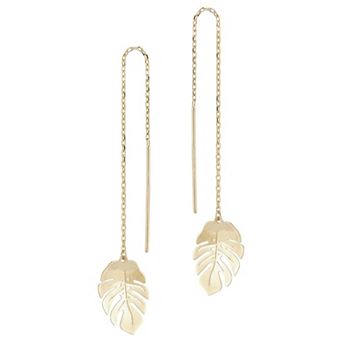 LUMINOR GOLD 14k Gold Leaf Threader Earrings