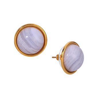 1928 Gold-Tone Semi-Precious Stud Earrings