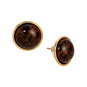 1928 Gold-Tone Semi-Precious Stud Earrings