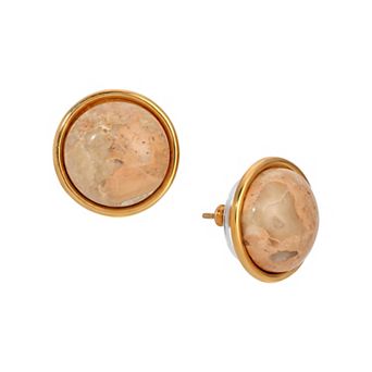 1928 Gold-Tone Semi-Precious Stud Earrings