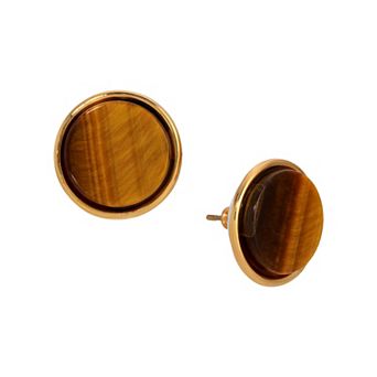 1928 Gold-Tone Semi-Precious Stud Earrings