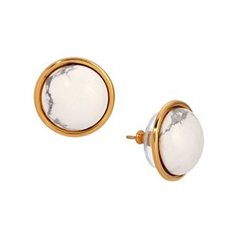 1928 Gold-Tone Semi-Precious Stud Earrings