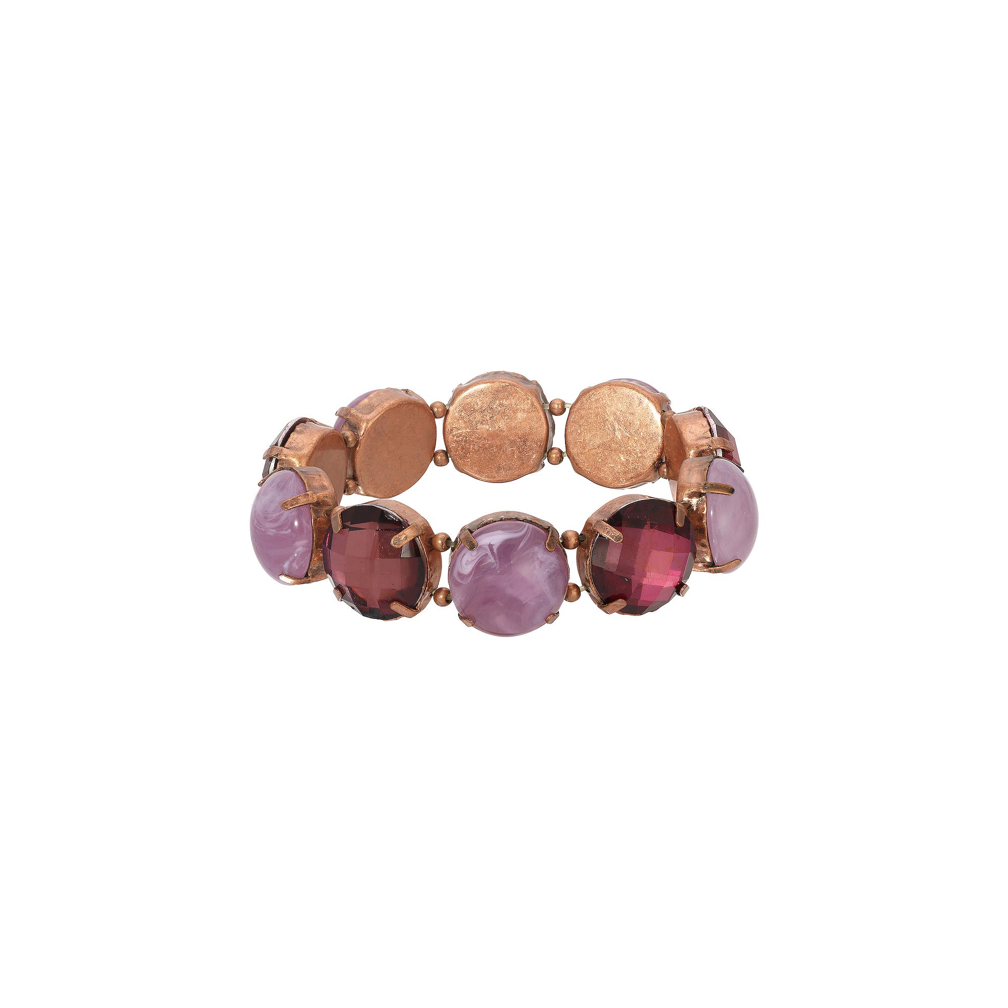 1928 Round Faceted Acrylic Stretch Bracelet, Womens, Purple