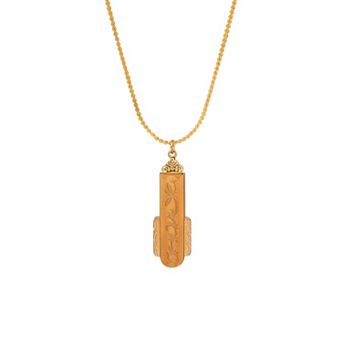 1928 14k Gold Dipped Art Deco Etched Glass Adjustable Necklace