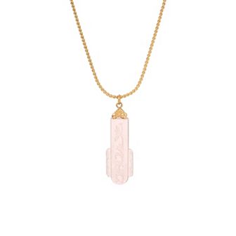 1928 14k Gold Dipped Art Deco Etched Glass Adjustable Necklace