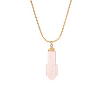 1928 14k Gold Dipped Art Deco Etched Glass Adjustable Necklace