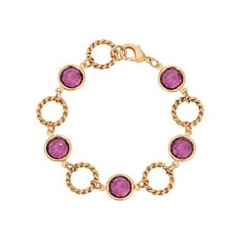 1928 Gold-Tone Purple Crystal Channel-Set Bracelet