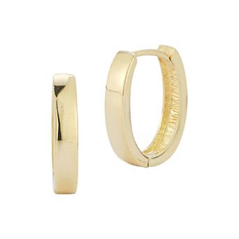 LUMINOR GOLD 14k Gold Oval Huggie Hoop Earrings