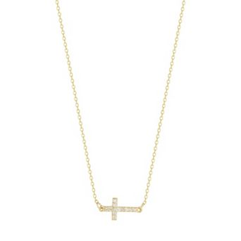 LUMINOR GOLD 14k Gold Diamond Cross Pendant Necklace