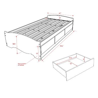 Prepac Twin Platform Storage Bed