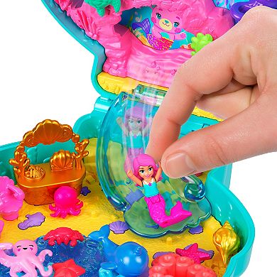 Polly Pocket Glitter Island Compact Playset with 1 Micro Mermaid Doll and Ocean Pets