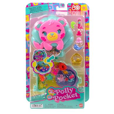 Polly Pocket Glitter Island Compact Playset with 1 Micro Mermaid Doll and Ocean Pets