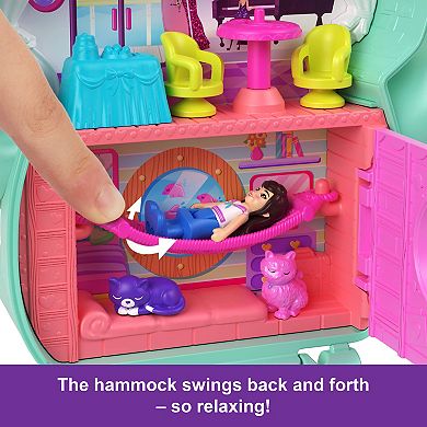 Girls Polly Pocket Set Sail Kitty Compact Playset with Micro Doll and Pet Cats Travel Toy