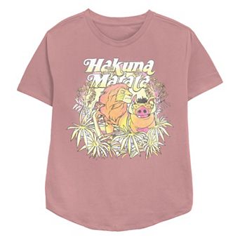 Disney's The Lion King Simba, Pumbaa & Timon Hakuna Matata Jungle Crew Women's Relaxed Fit Graphic Tee