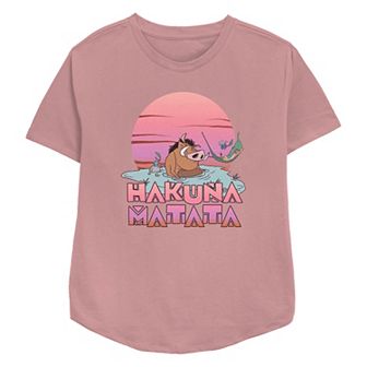 Disney's The Lion King Pumbaa And Timon Hakuna Matata Relaxing Bath Women's Relaxed Fit Graphic Tee