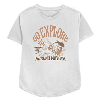 Disney's The Lion King Simba, Pumbaa & Timon Go Explore Hakuna Matata Women's Relaxed Fit Graphic Tee