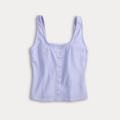 Juniors' SO® Button Front Corset Tank Top