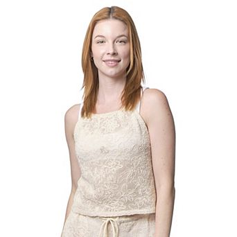 Juniors' Miken Halter Crochet Top