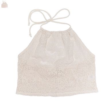 Juniors' Miken Halter Crochet Top