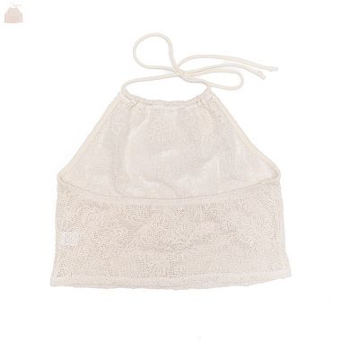 Juniors' Miken Halter Crochet Top