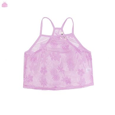 Juniors' Miken Mesh Lace Racerback Tank Top