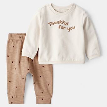 Baby Carter's 2 pc Acorn Thanksgiving Print Long-Sleeve Tee & Pant Set
