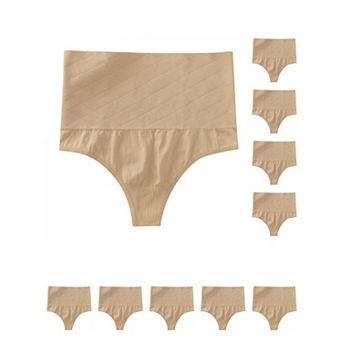 10 Packs Women's Tummy Control Thong Panties Shapewear Slimmer High Waist Non-Marking Briefs