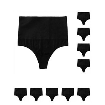 10 Packs Women's Tummy Control Thong Panties Shapewear Slimmer High Waist Non-Marking Briefs