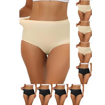 9 Packs Women's Elastic High-Waisted One-Piece Brief Breathable No Show Hipster Underwear